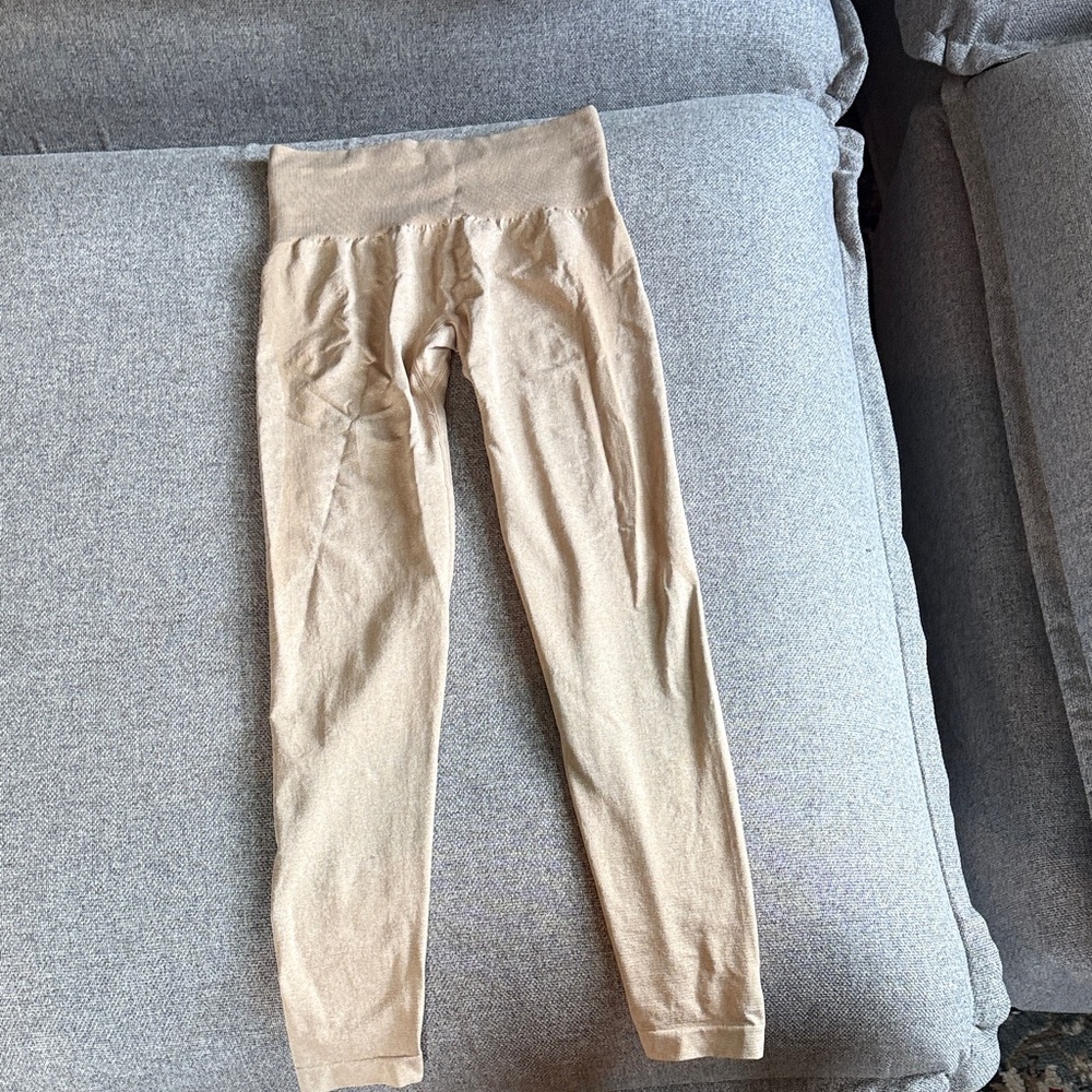 Kids High-Waist Tan Leggings
